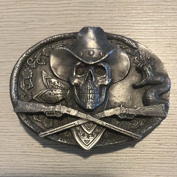 Cowboy Skull & Guns Buckle